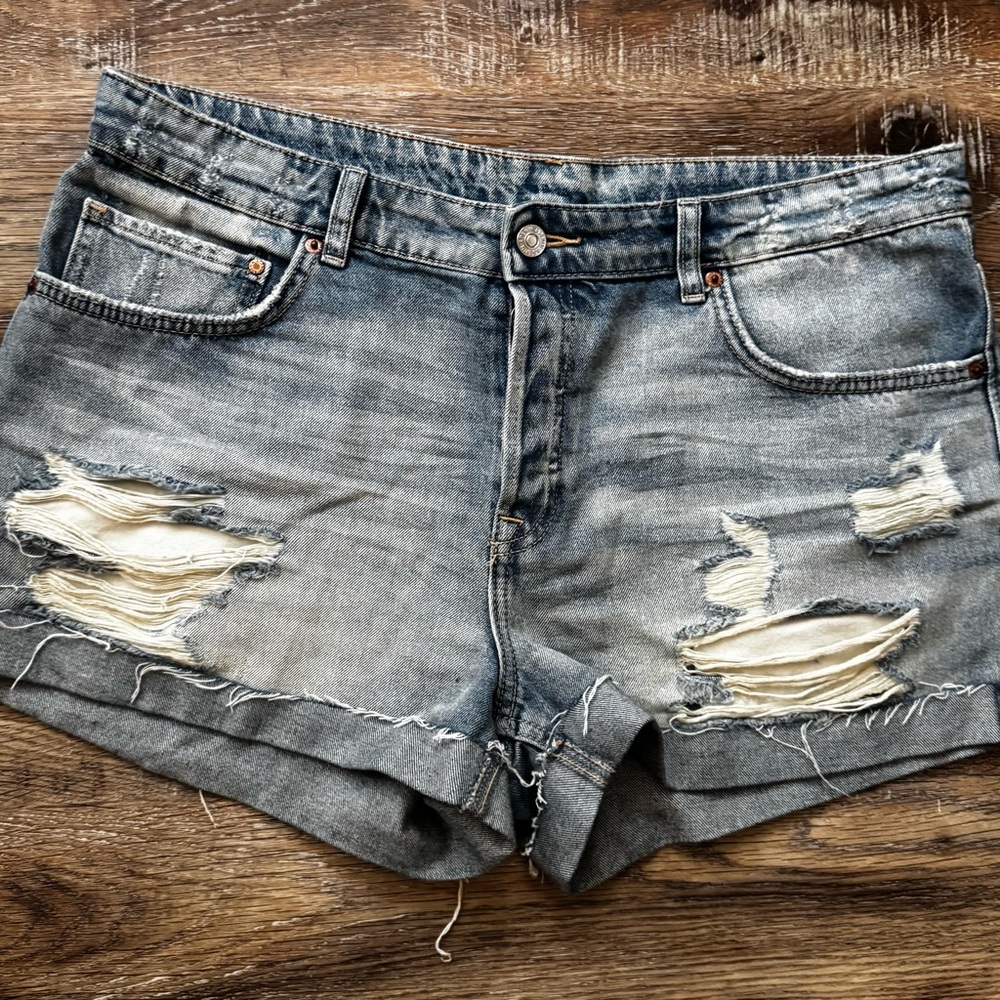 Distressed Topshop Denim Shorts
